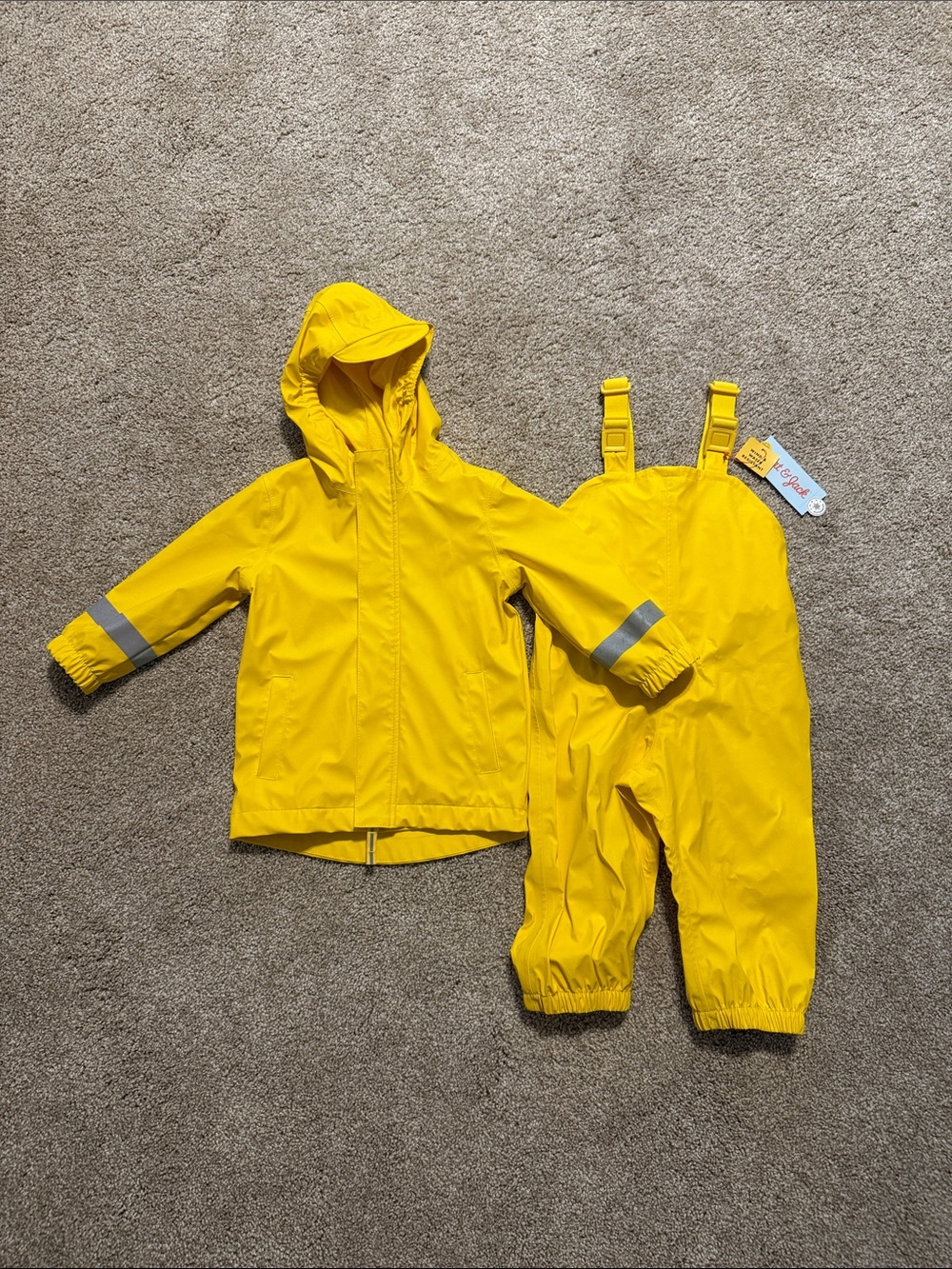Cat & Jack Yellow Kids Rain Jacket and Bib Overalls Set